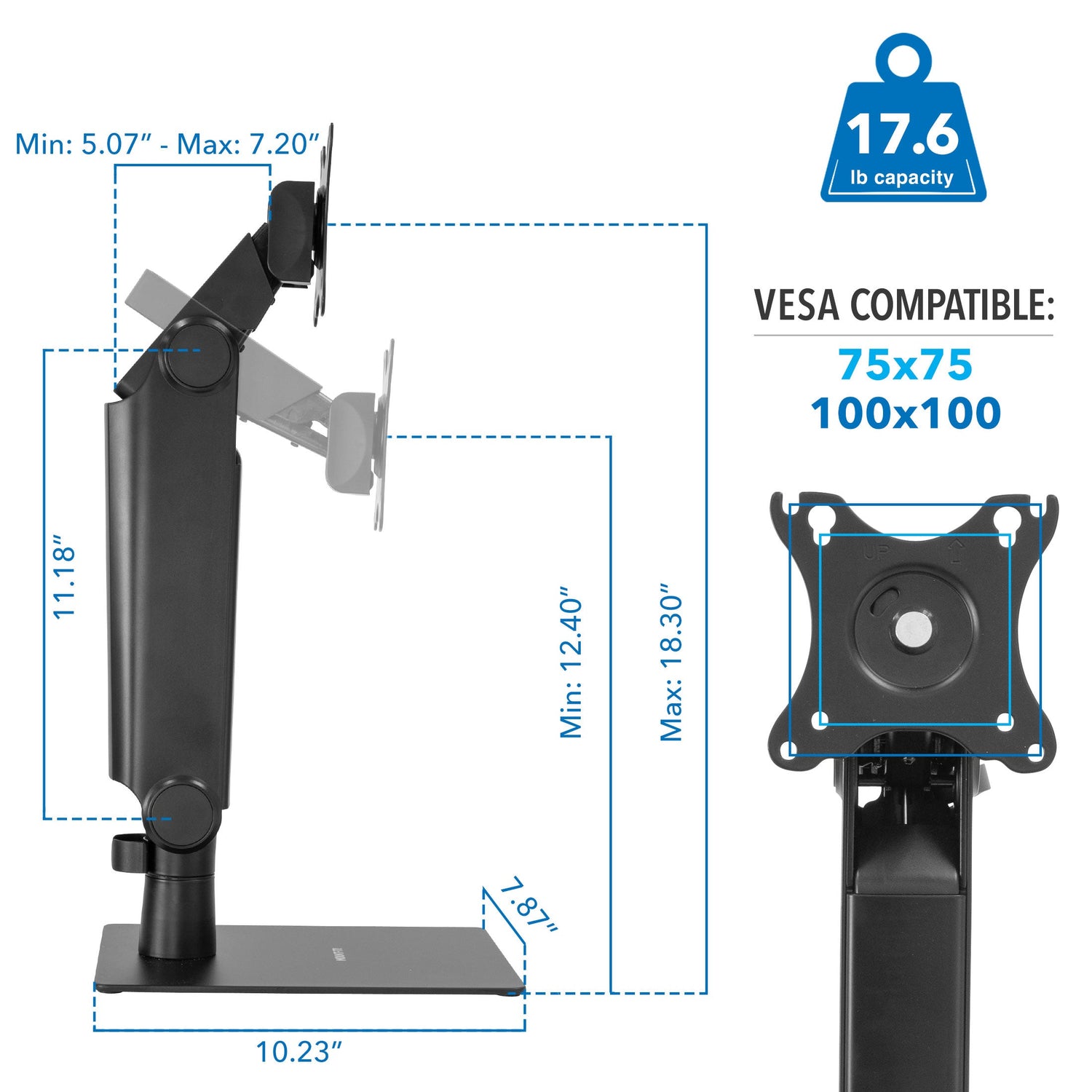 Monitor Stands - Freestanding Monitor Arm With Height Adjustment - Mount-It! - MI-2757