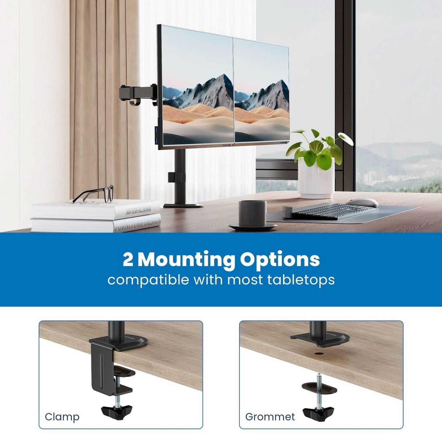 Monitor Mount - Full Motion Dual Monitor Desk Mount - Mount-It! -