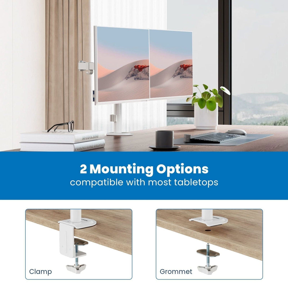 Full Motion Dual Monitor Desk Mount Monitor Mount - Full Motion Dual Monitor Desk Mount - Mount-It! -