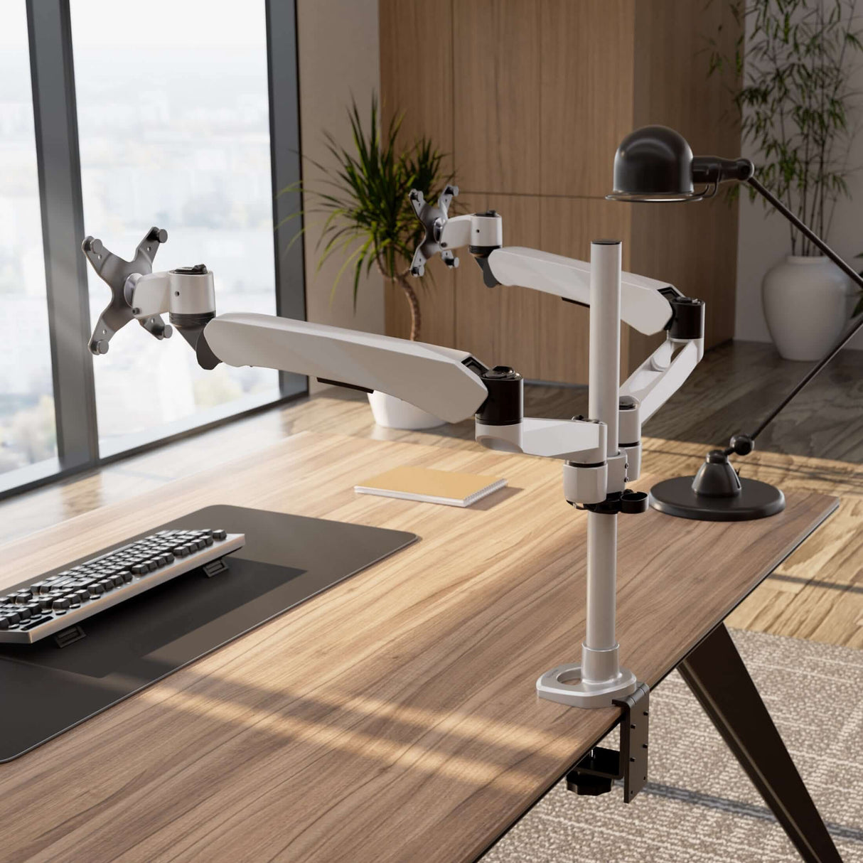 Monitor Mount - Full Motion Dual Monitor Desk Mount with Gas Spring Arms - Mount-It! -