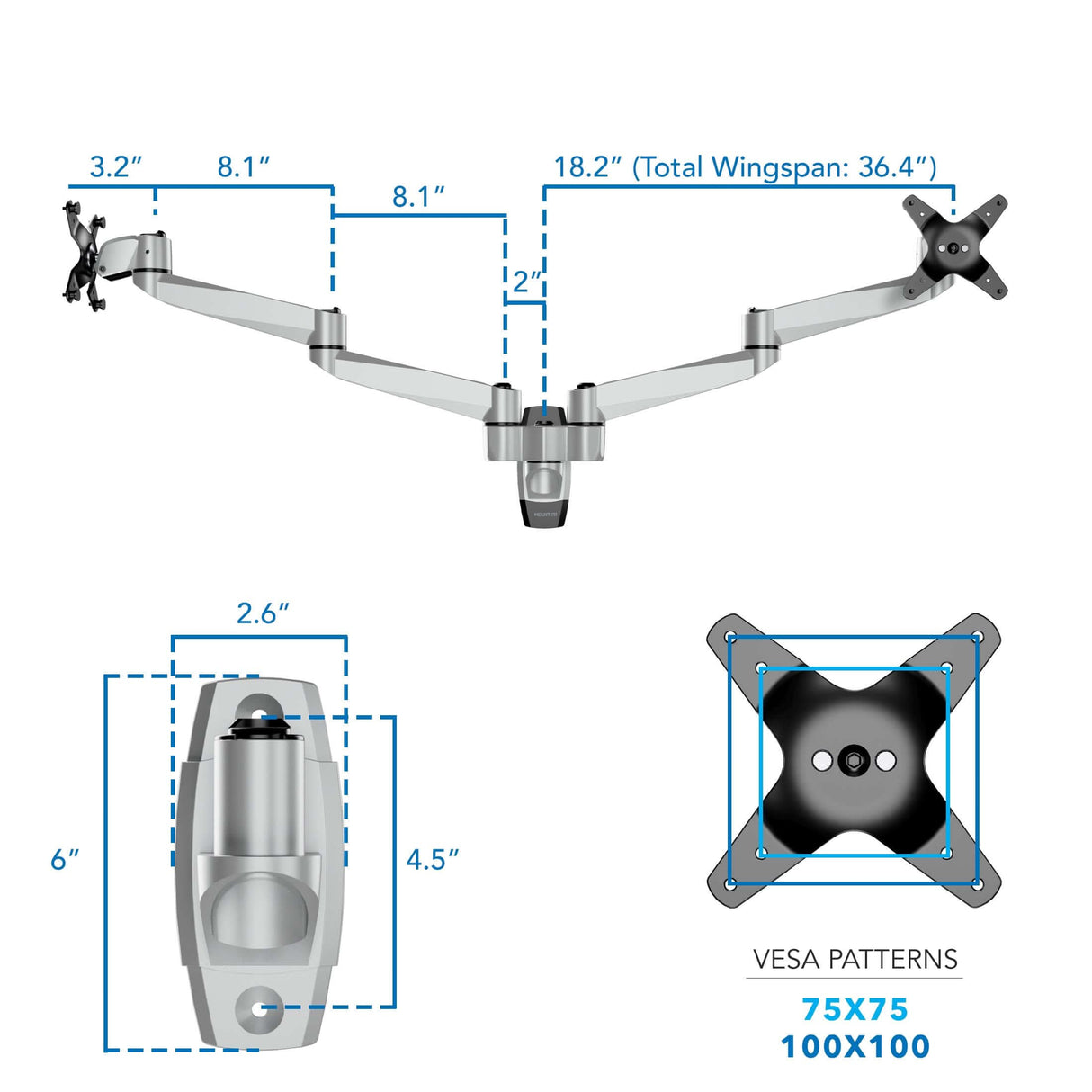 Monitor Mount - Full Motion Dual Monitor Wall Mount - Mount-It! -