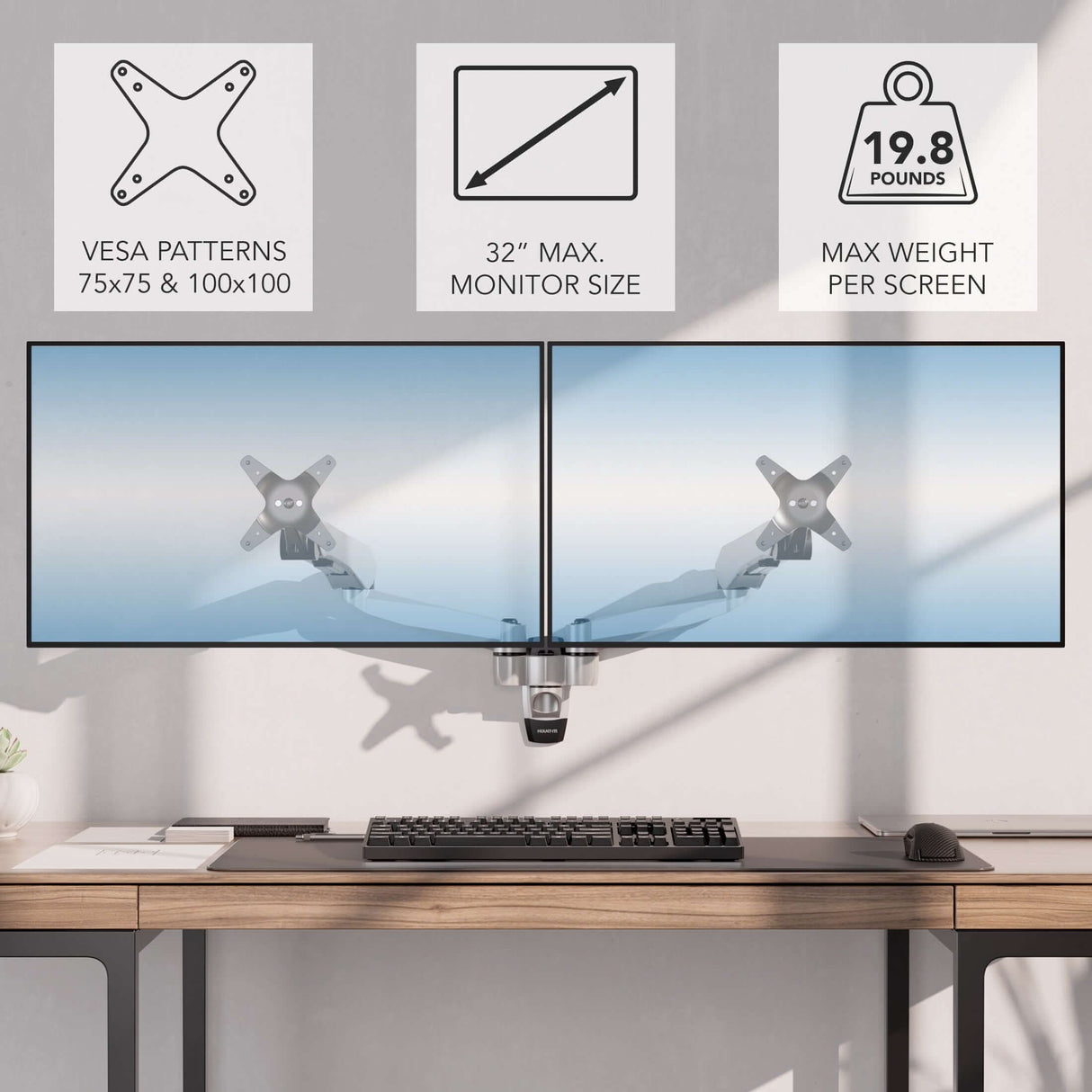Monitor Mount - Full Motion Dual Monitor Wall Mount with Gas Spring Arms - Mount-It! -