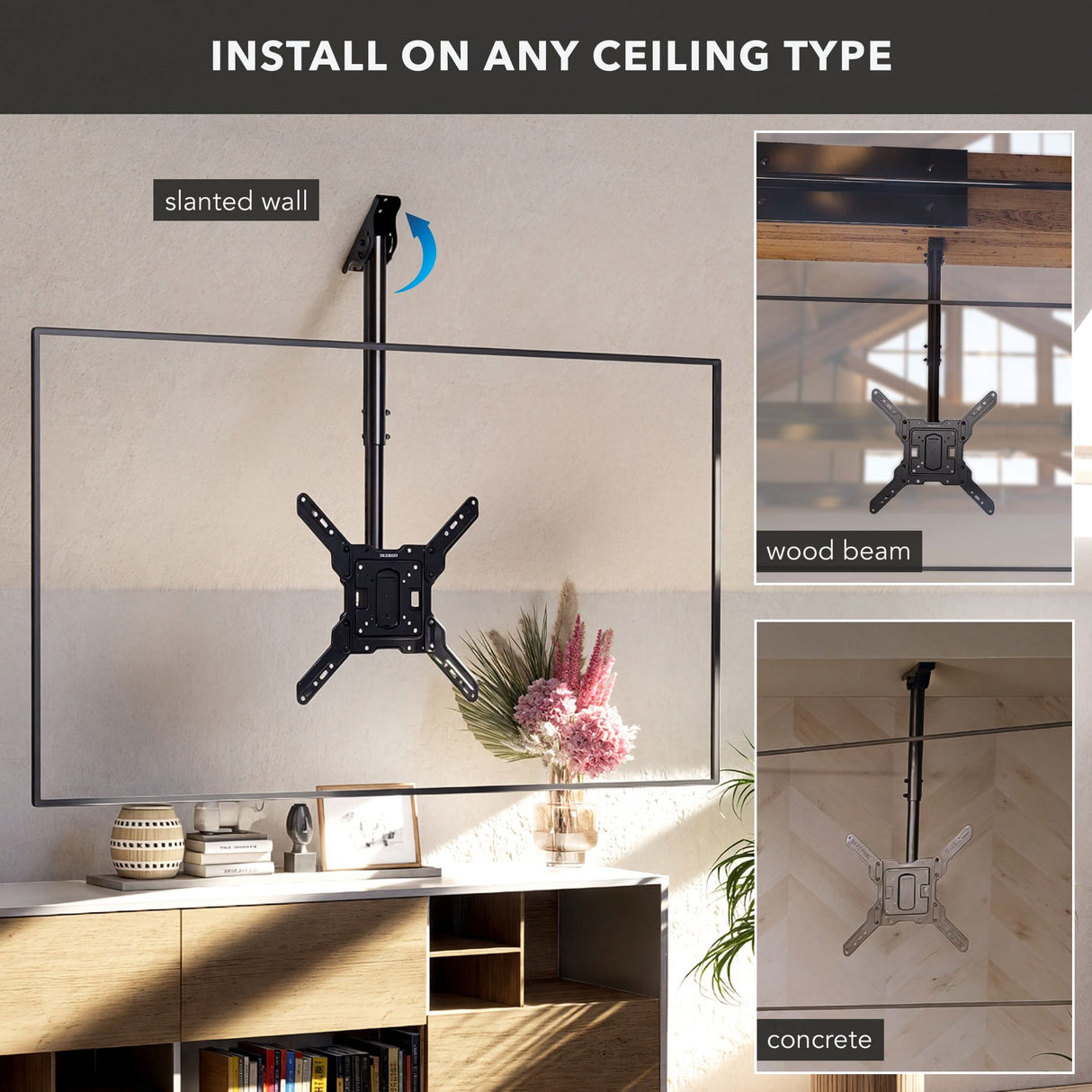 TV Mount - Full Motion Height Adjustable Ceiling TV Mount - Mount-It! - MI-511