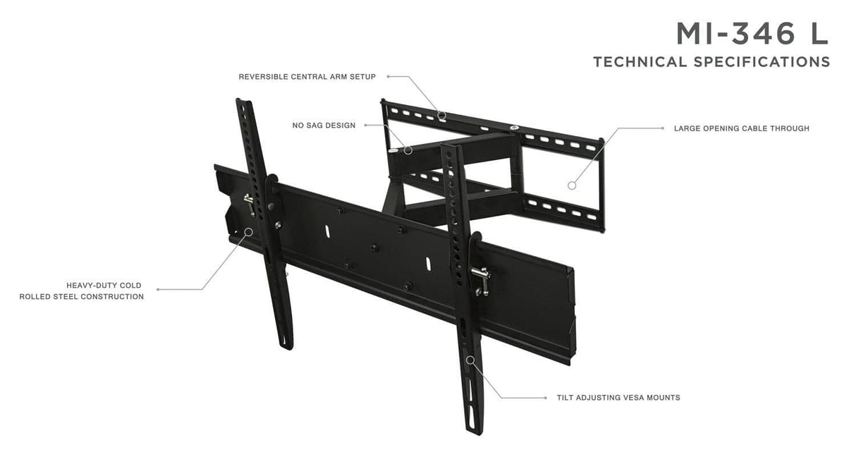 Full-Motion High Weight Capacity TV Mount TV Mount - Full-Motion High Weight Capacity TV Mount - Mount-It! - MI-346L
