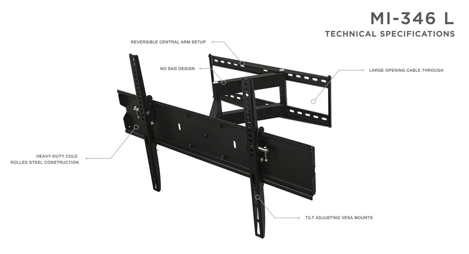 TV Mount - Full-Motion High Weight Capacity TV Mount - Mount-It! - MI-346L