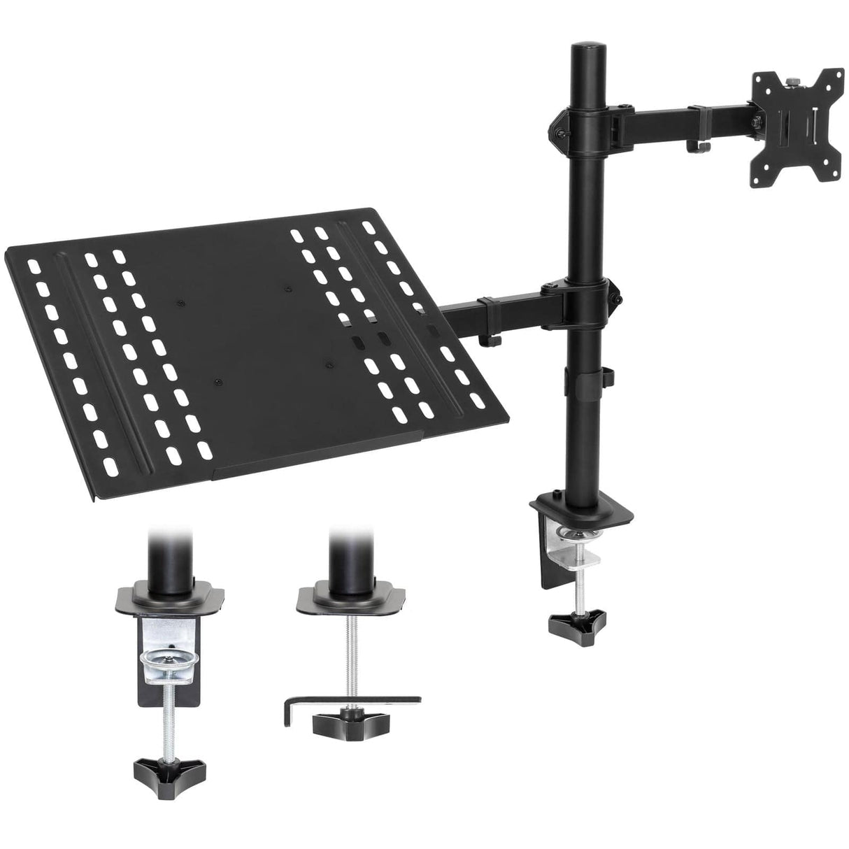 Full Motion Laptop and Monitor Desk Mount with Cooling Tray Laptop Mount - Full Motion Laptop and Monitor Desk Mount with Cooling Tray - Mount-It! - MI-7352LTMN