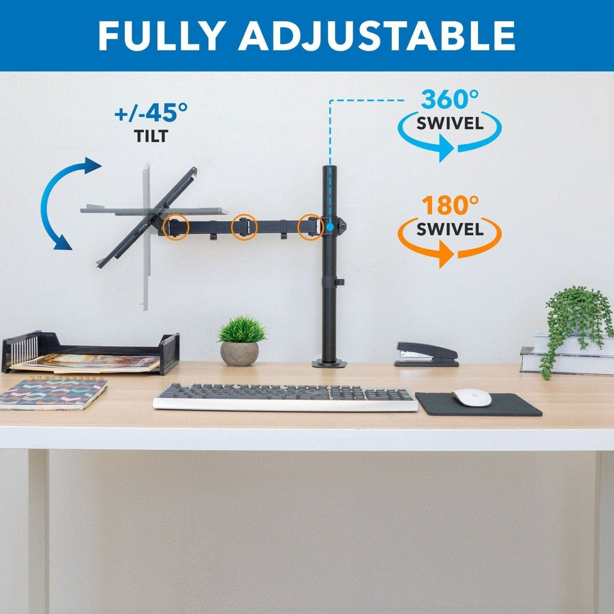 Full Motion Laptop Desk Mount with Cooling Tray Laptop Mount - Full Motion Laptop Desk Mount with Cooling Tray - Mount-It! - MI-7352LT