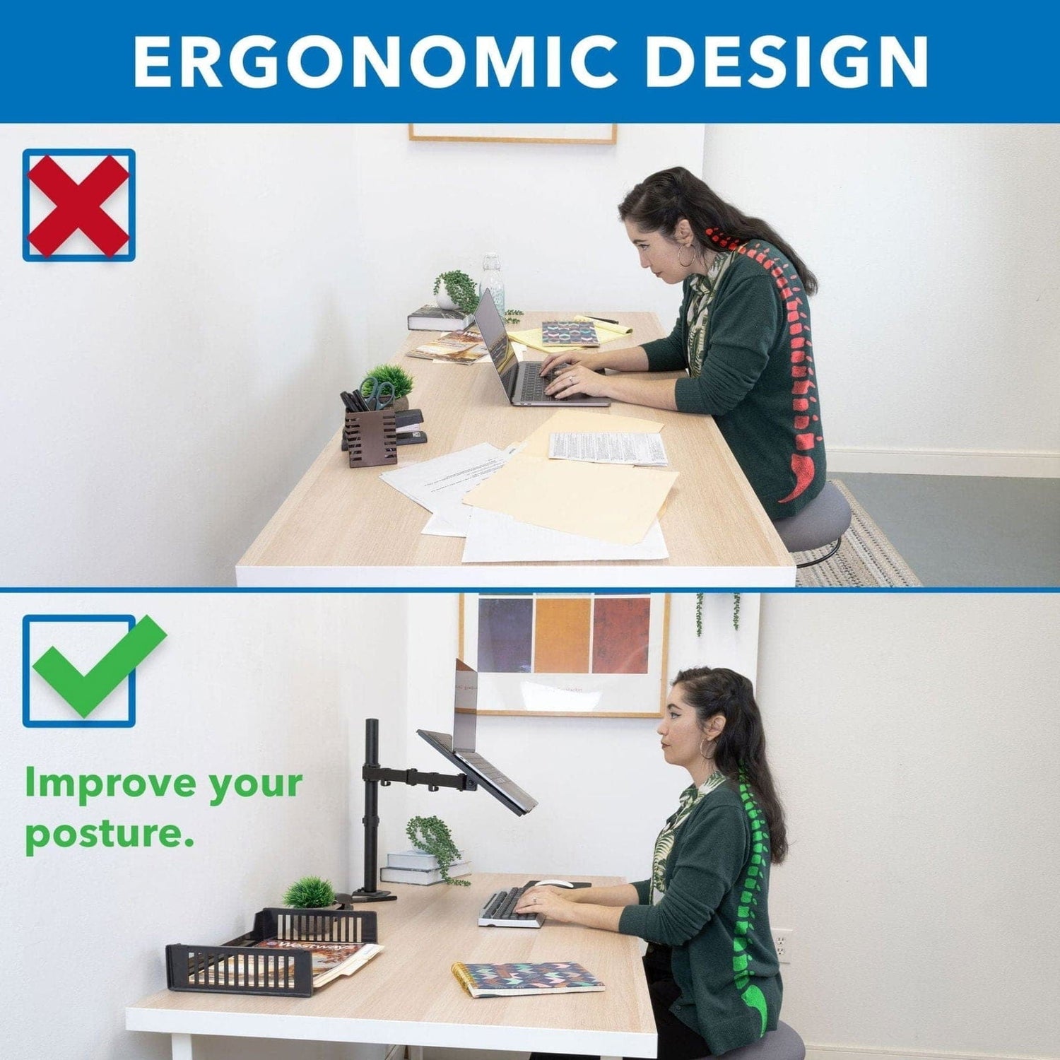 Laptop Mount - Full Motion Laptop Desk Mount with Cooling Tray - Mount-It! - MI-7352LT