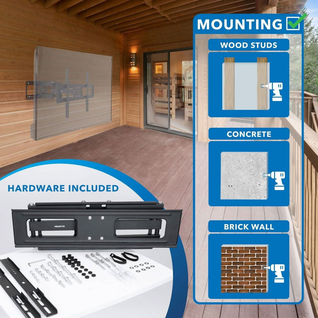 TV Mount - Full Motion Outdoor TV Wall Mount - Mount-It! - MI-396