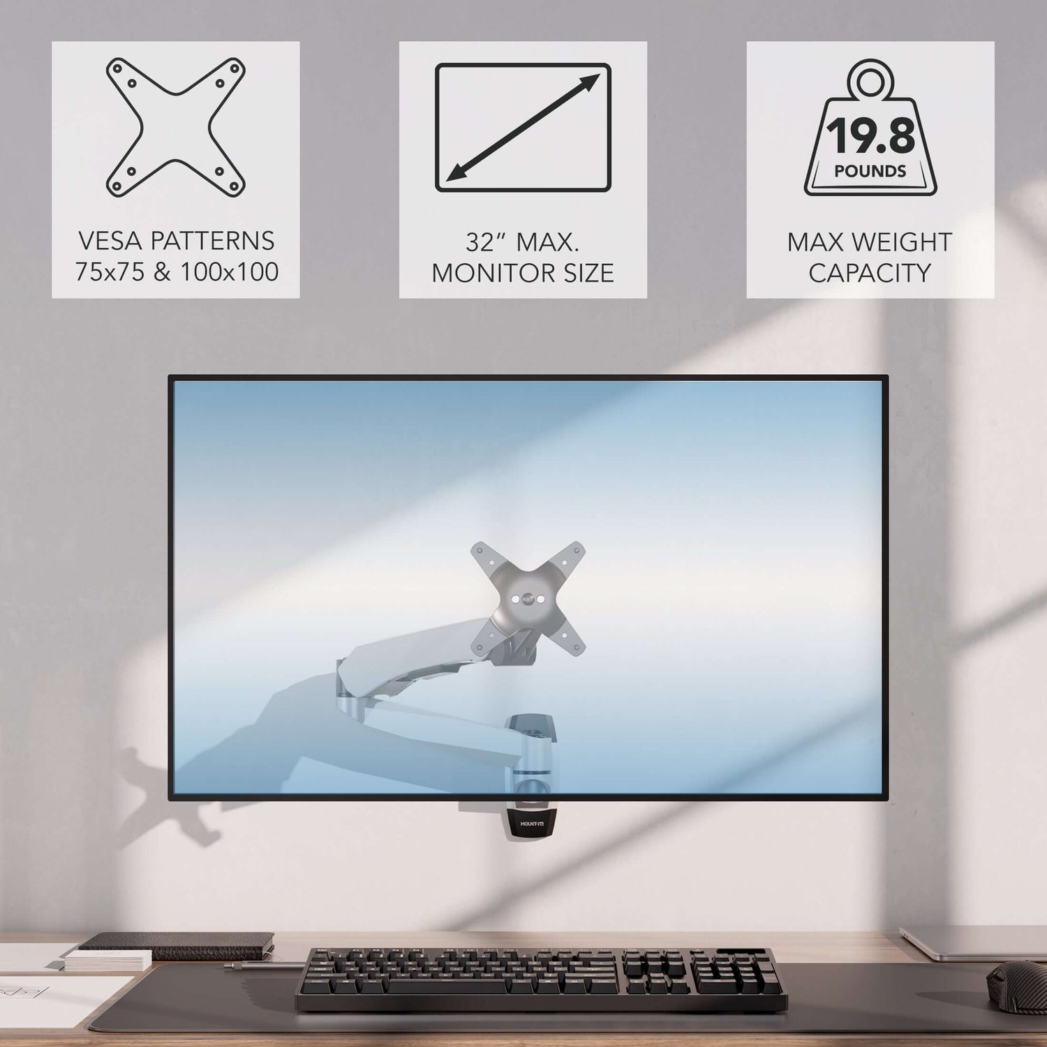 Monitor Mount - Full Motion Single Monitor Wall Mount with Gas Spring Arm - Mount-It! -