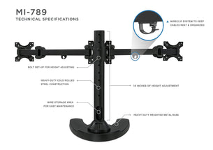 Monitor Stands - Full Motion Triple Monitor Desk Stand - Mount-It! - MI-789 Monitor Stands - Full Motion Triple Monitor Desk Stand - Mount-It! - MI-789