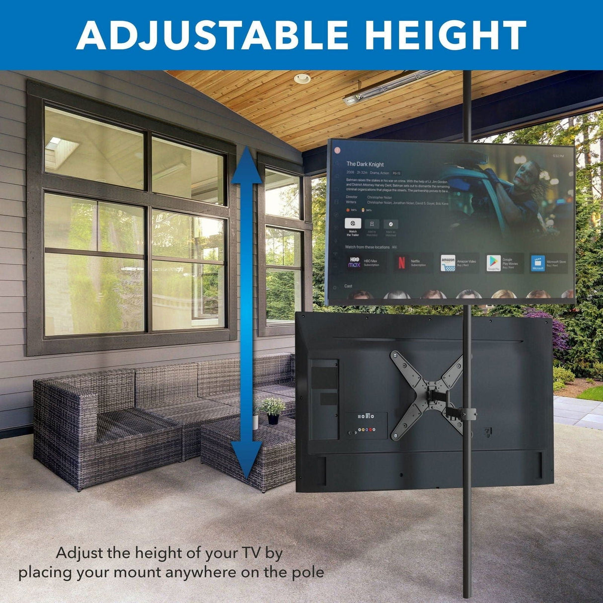 Full Motion TV Pole Mount TV Mount - Full Motion TV Pole Mount - Mount-It! - MI-391XL