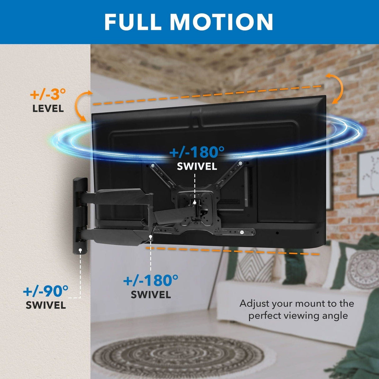 Full Motion TV Wall Mount TV Mount - Full Motion TV Wall Mount - Mount-It! - MI-14002