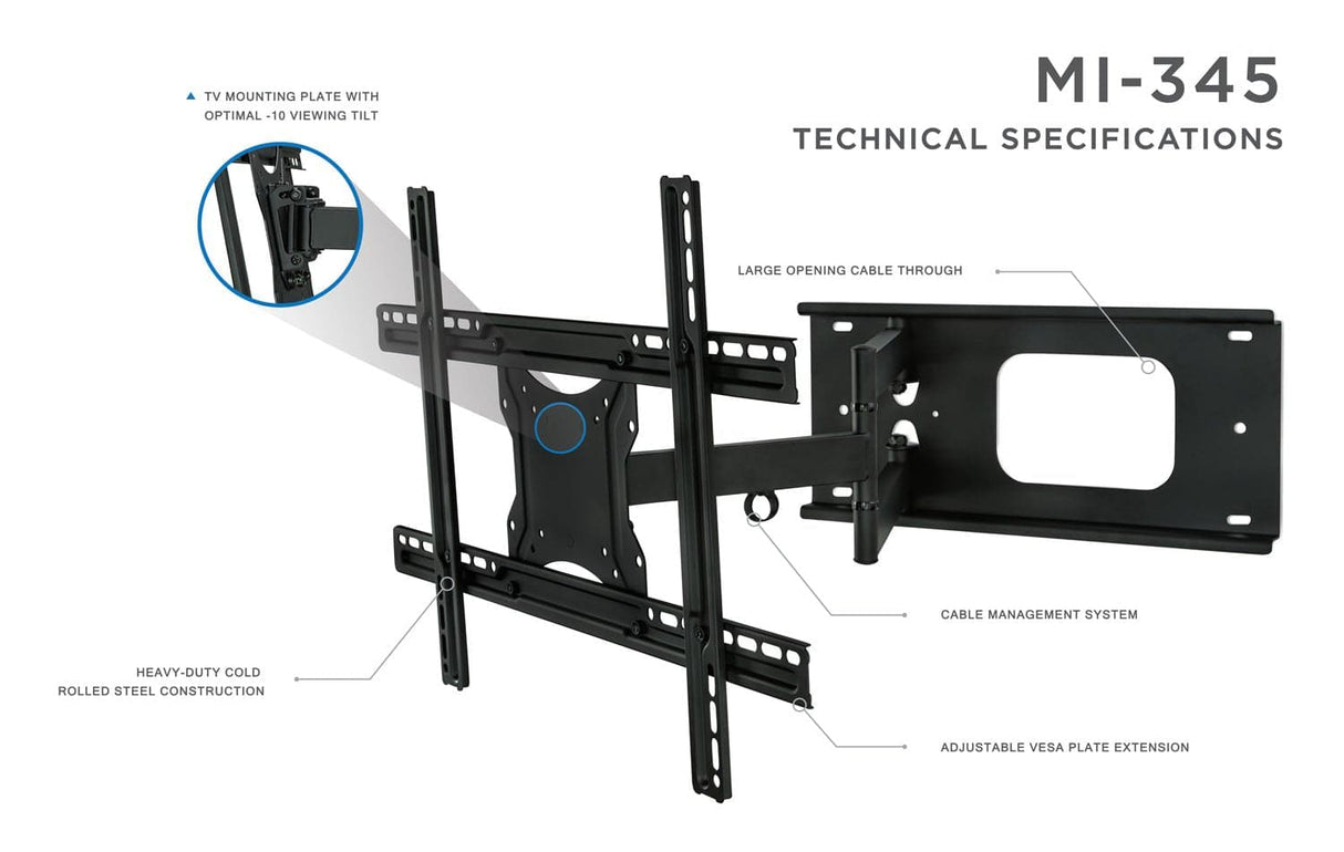 Full Motion TV Wall Mount TV Mount - Full Motion TV Wall Mount - Mount-It! - MI-345