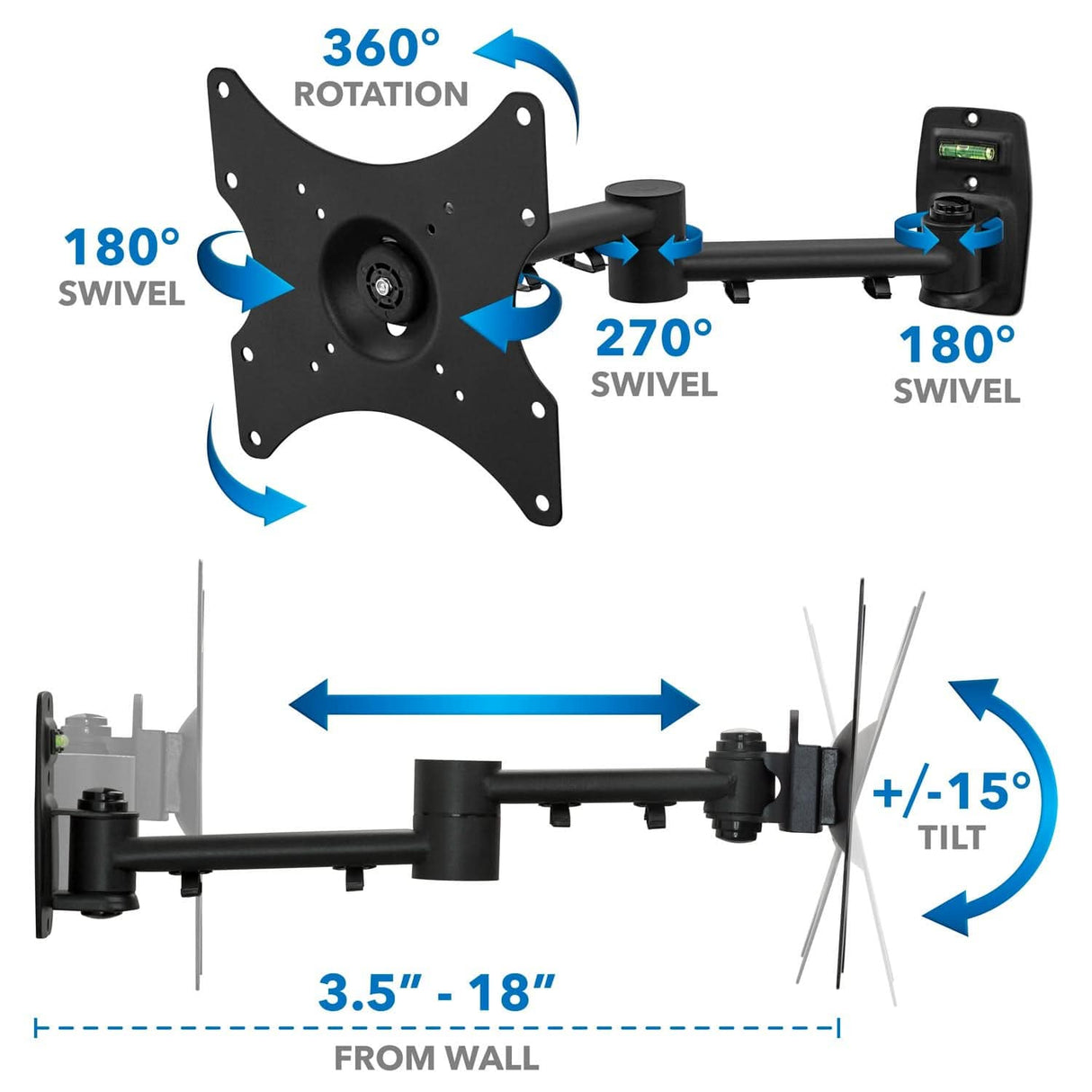 Full Motion TV Wall Mount TV Mount - Full Motion TV Wall Mount - Mount-It! - MI-4151