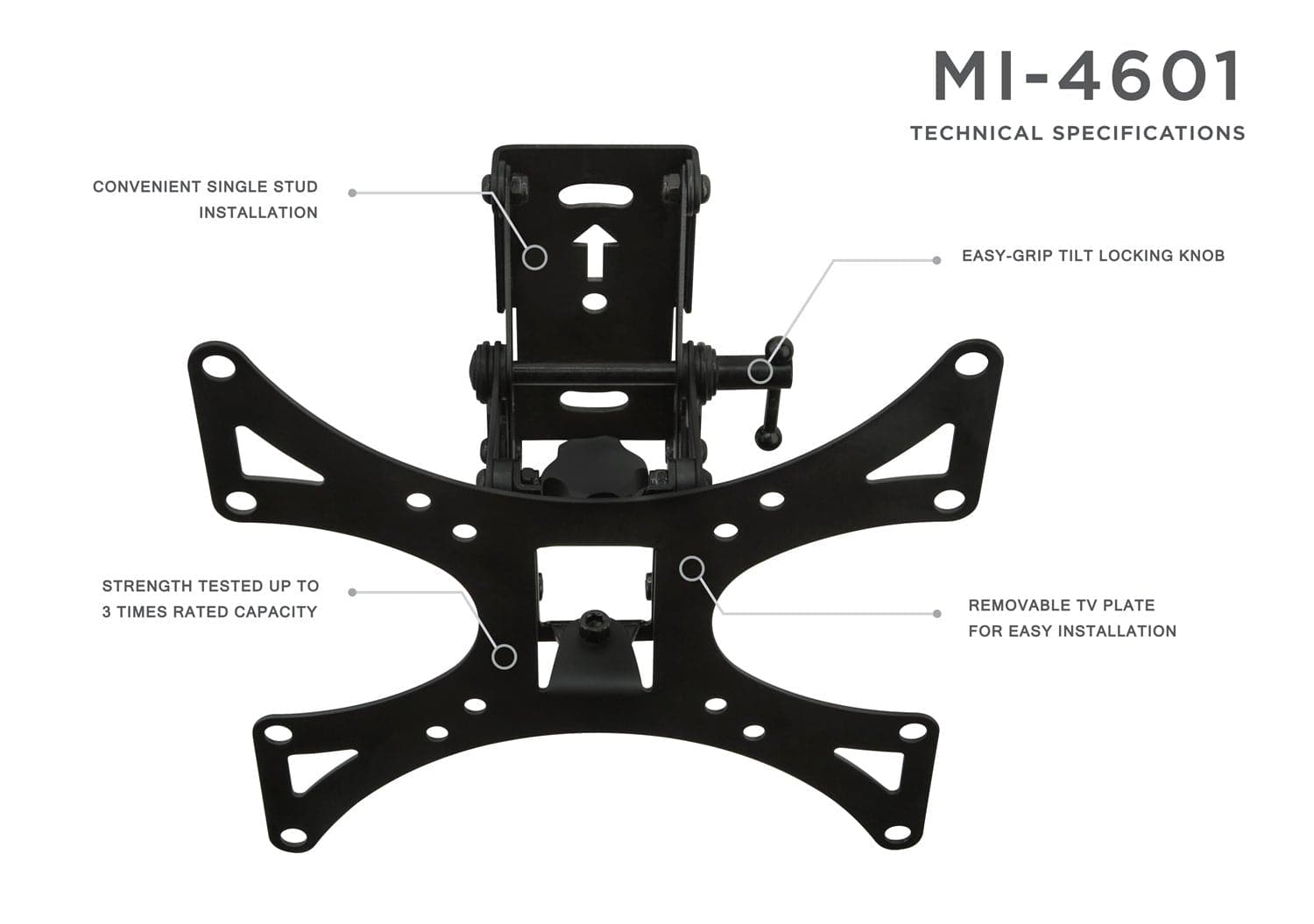 TV Mount - Full Motion TV Wall Mount w/ Extension - Mount-It! - MI-4601