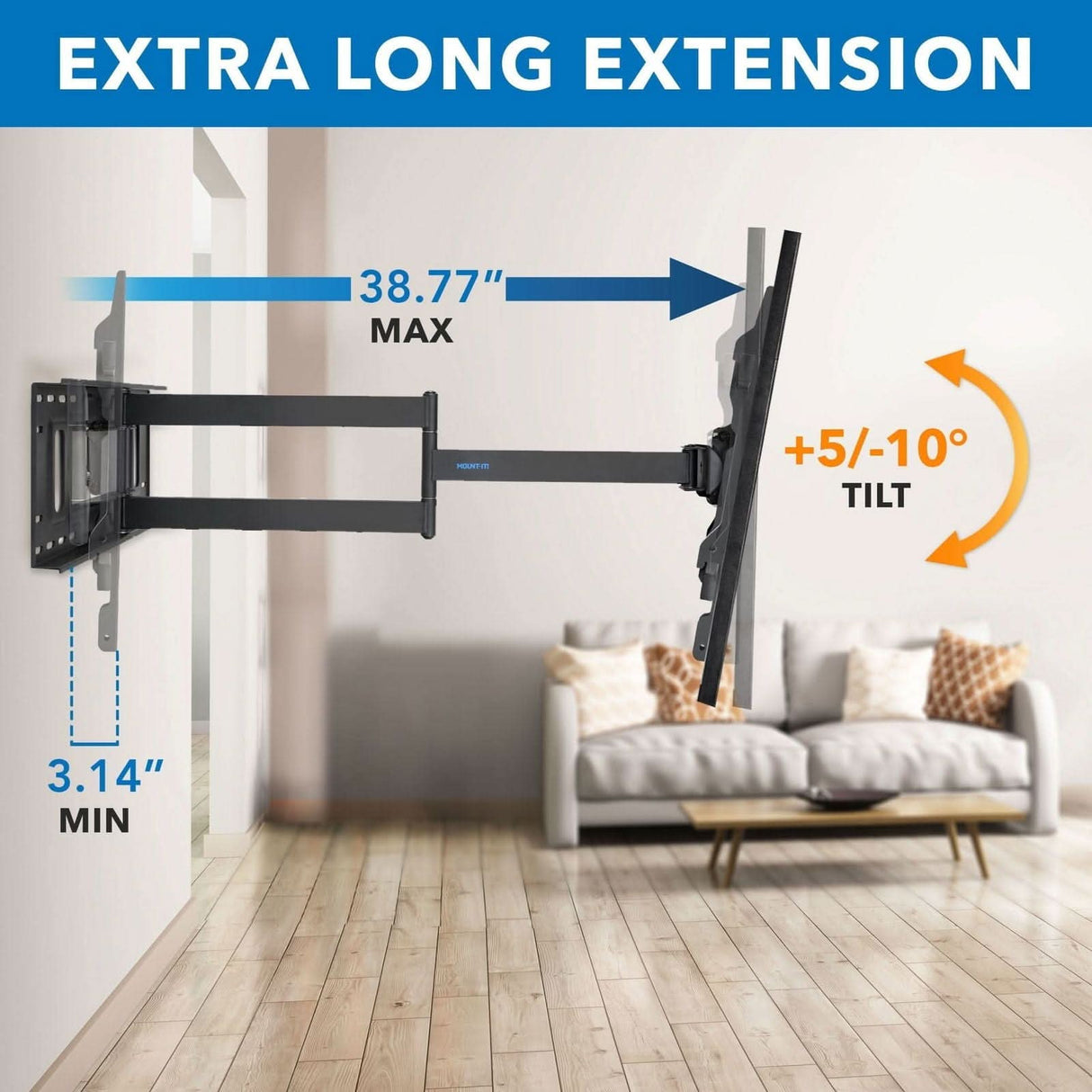 TV Mount - Full Motion TV Wall Mount with Extra Long Extension - Mount-It! - MI-397