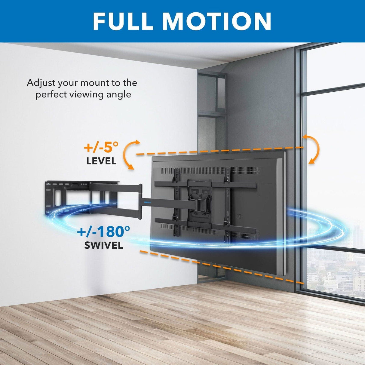 Full Motion TV Wall Mount with Extra Long Extension TV Mount - Full Motion TV Wall Mount with Extra Long Extension - Mount-It! - MI-397