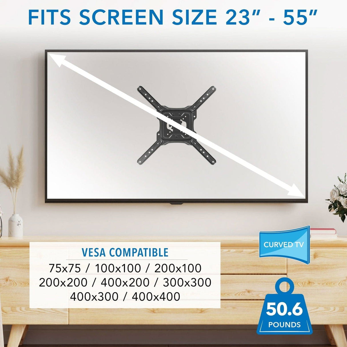 Full Motion TV Wall Mount with Gas Spring Arm TV Mount - Full Motion TV Wall Mount with Gas Spring Arm - Mount-It! - MI-444BLK