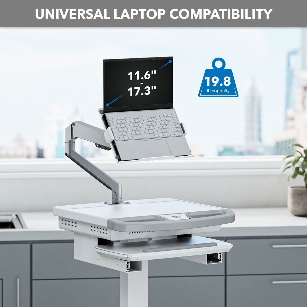 Gas Spring Laptop Arm for MedHub Mobile Workstations Laptop Mount - Gas Spring Laptop Arm for MedHub Mobile Workstations - Mount-It! - MI-16007