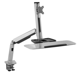 Grey Desk Converters - Single Monitor Adjustable Sit Stand Workstation - Mount-It! - MI-7903 Grey Desk Converters - Single Monitor Adjustable Sit Stand Workstation - Mount-It! - MI-7903