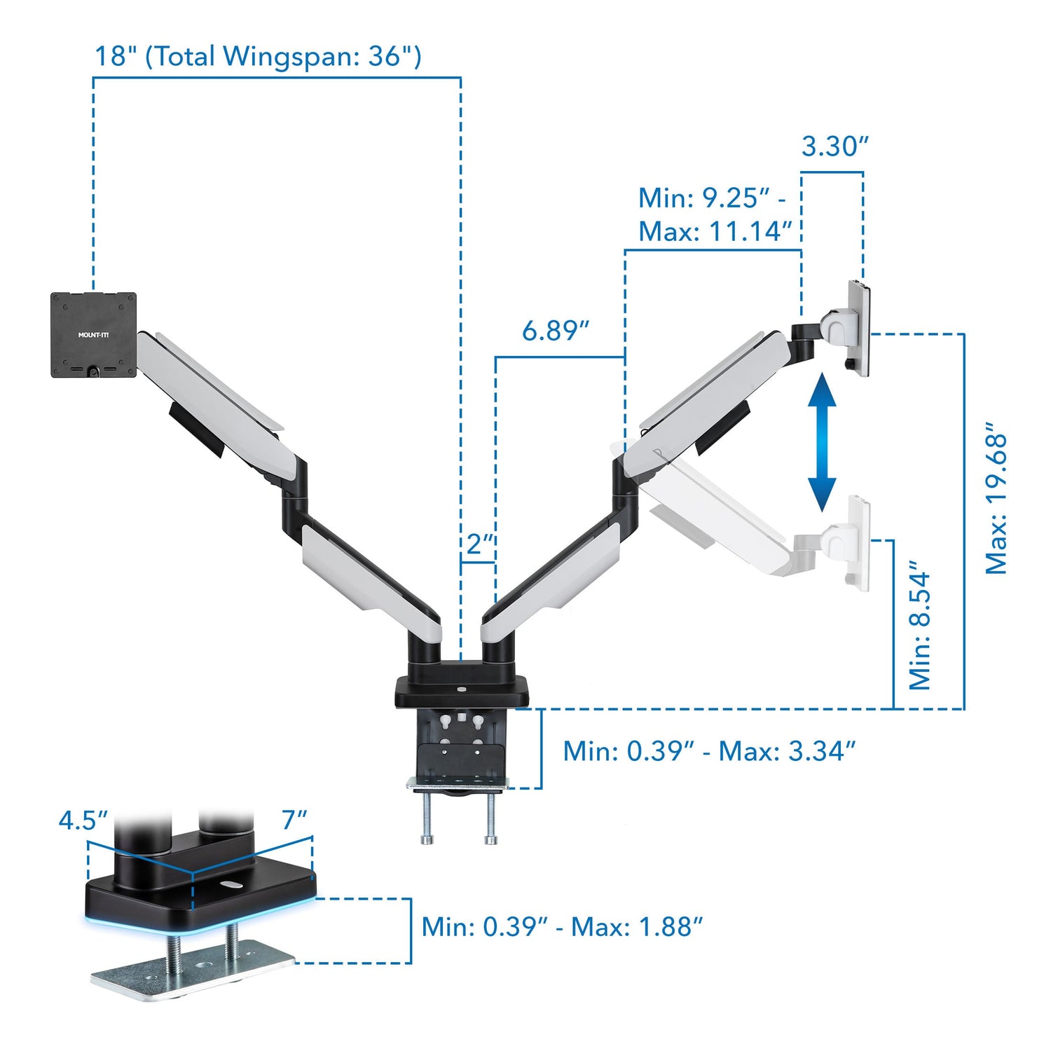 Monitor Mount - Heavy Duty Dual Monitor Arm For Screens Up To 35" - Mount-It! - MI-4882