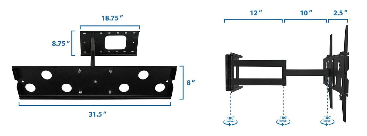 Heavy Duty Low Profile Full Motion TV Wall Mount with Long Extension TV Mount - Heavy Duty Low Profile Full Motion TV Wall Mount with Long Extension - Mount-It! - MI-326B