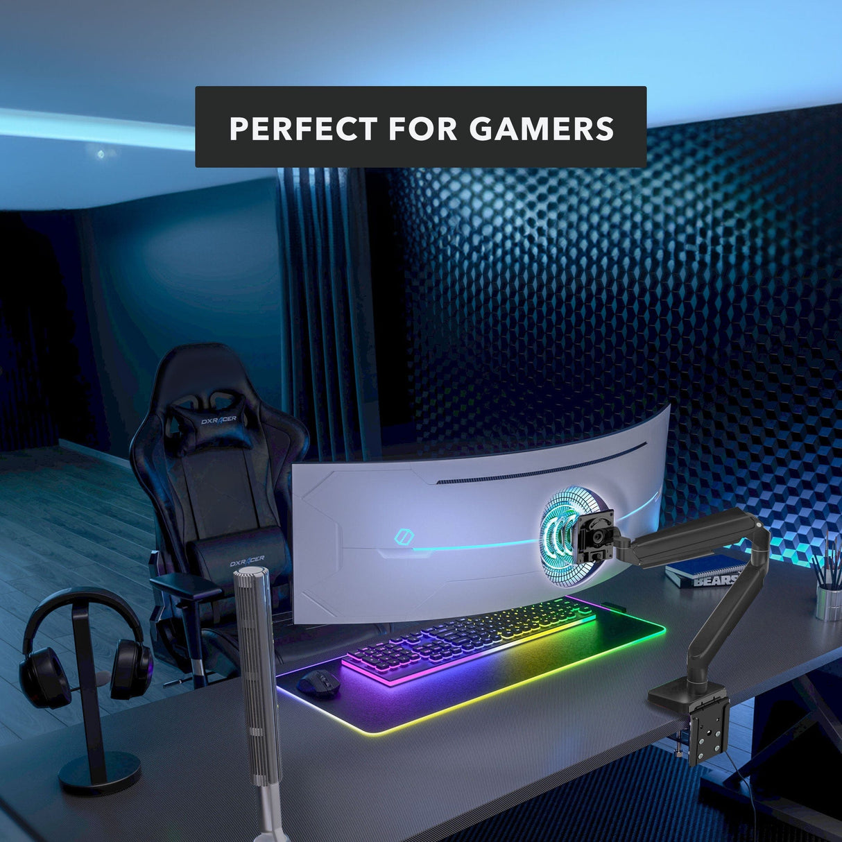 Heavy-Duty Single Monitor Desk Mount with Gas Spring Arm Monitor Mount - Heavy-Duty Single Monitor Desk Mount with Gas Spring Arm - Mount-It! - MI-4891