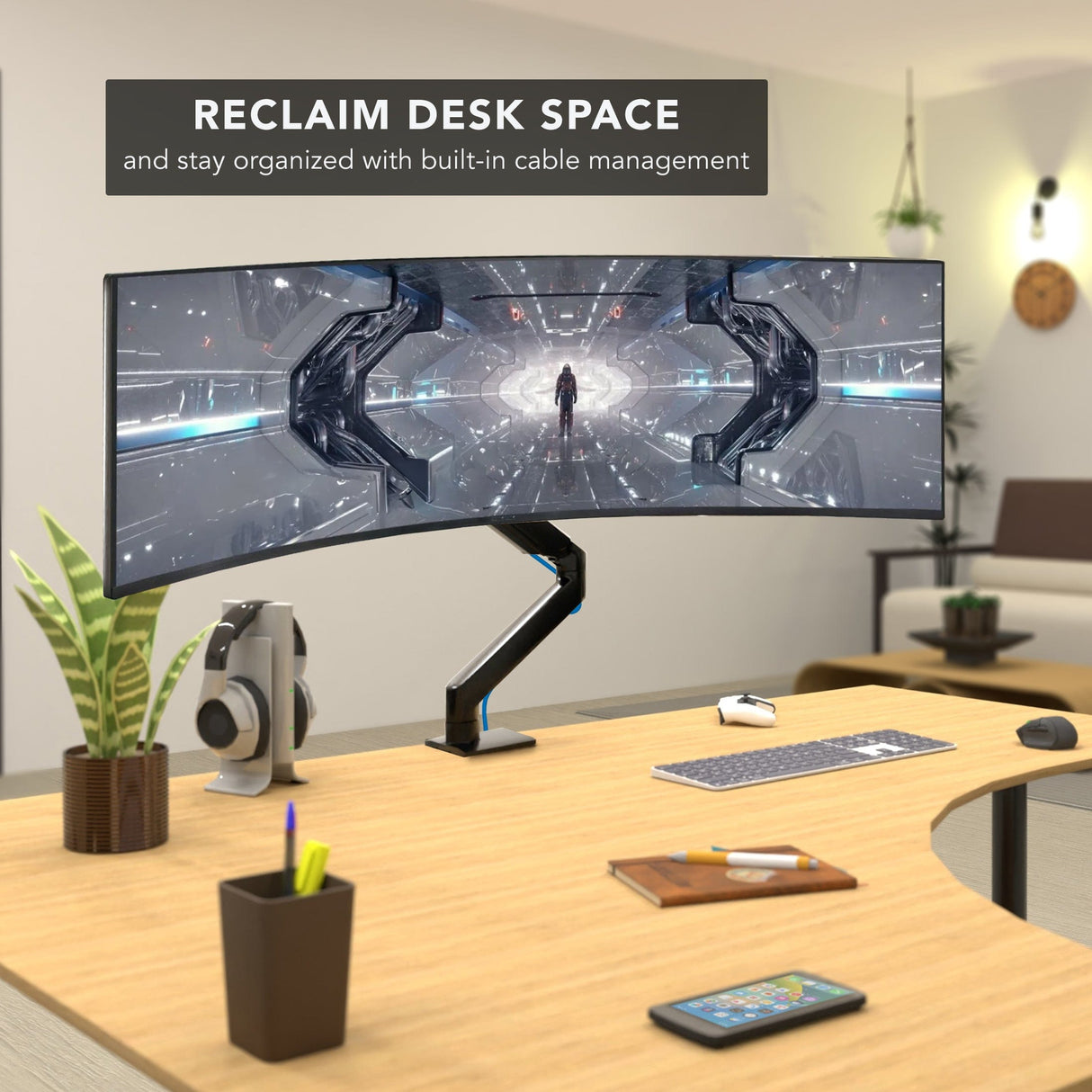 Heavy-Duty Single Monitor Desk Mount with Gas Spring Arm Monitor Mount - Heavy-Duty Single Monitor Desk Mount with Gas Spring Arm - Mount-It! - MI-4891