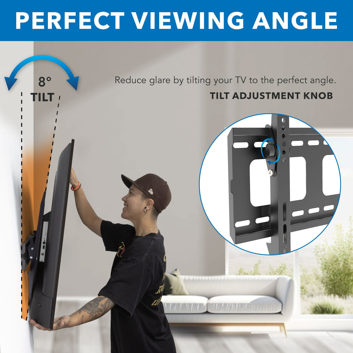 Heavy-Duty Tilt TV Wall Mount with Slim Profile TV Mount - Heavy-Duty Tilt TV Wall Mount - Mount-It! - MI-318L