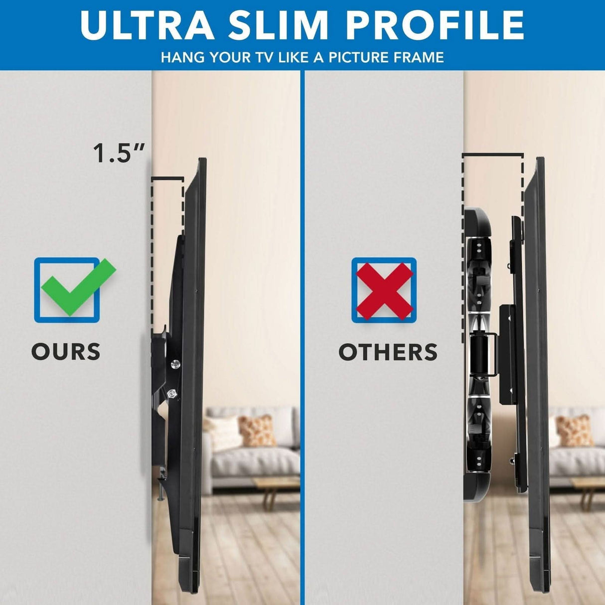 TV Mount - Heavy-Duty Tilt TV Wall Mount with Low Profile - Mount-It! - MI-318B