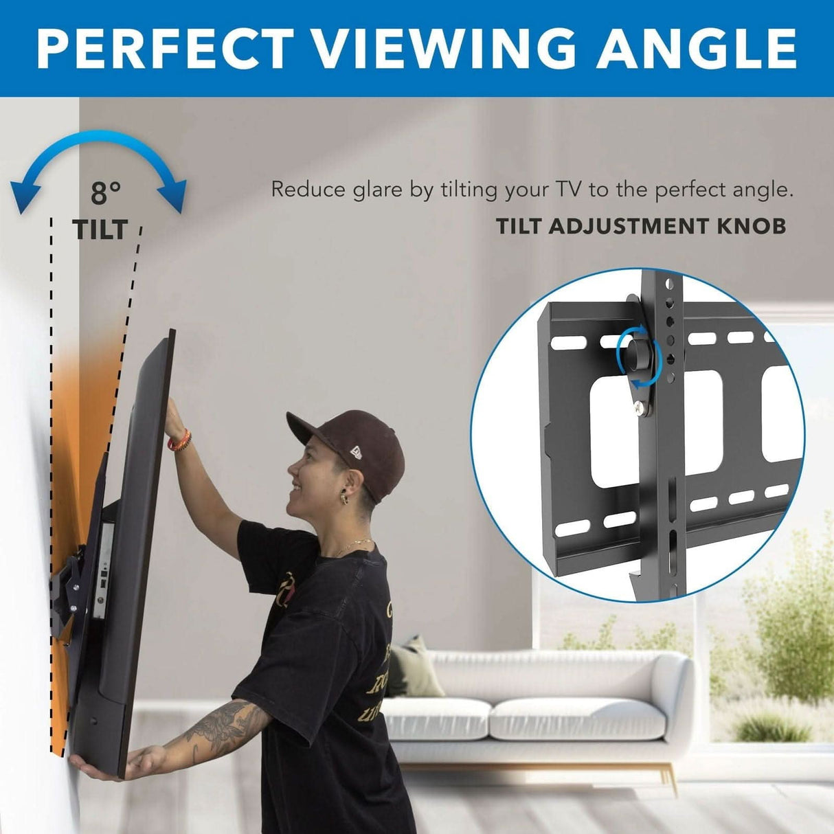 TV Mount - Heavy-Duty Tilt TV Wall Mount with Low Profile - Mount-It! - MI-318B
