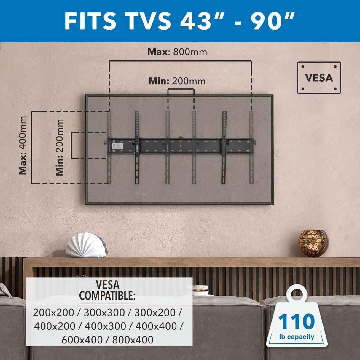 TV Mount - Heavy Duty Tilting TV Wall Mount - Mount-It! - MI-14004