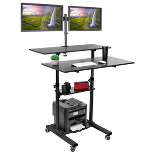 Mobile Standing Desk - Height Adjustable Rolling Stand up Desk - Mount-It! - Mobile Standing Desk - Height Adjustable Rolling Stand up Desk - Mount-It! -