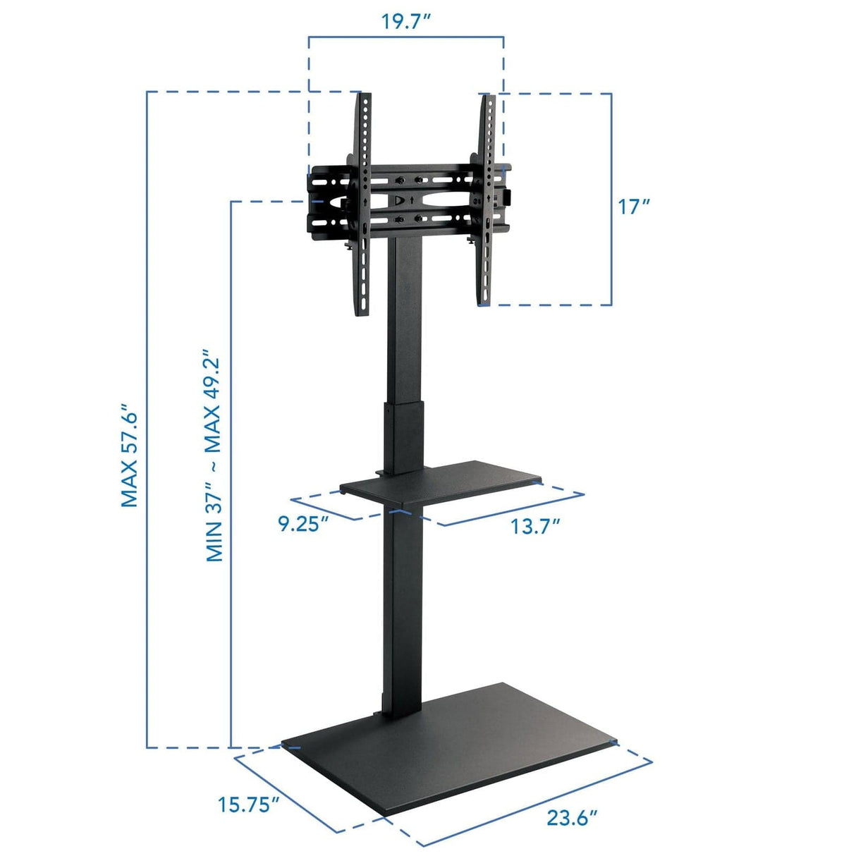 Height Adjustable TV Stand with Shelf TV Stand - Height Adjustable TV Stand with Shelf - Mount-It! - MI-1877