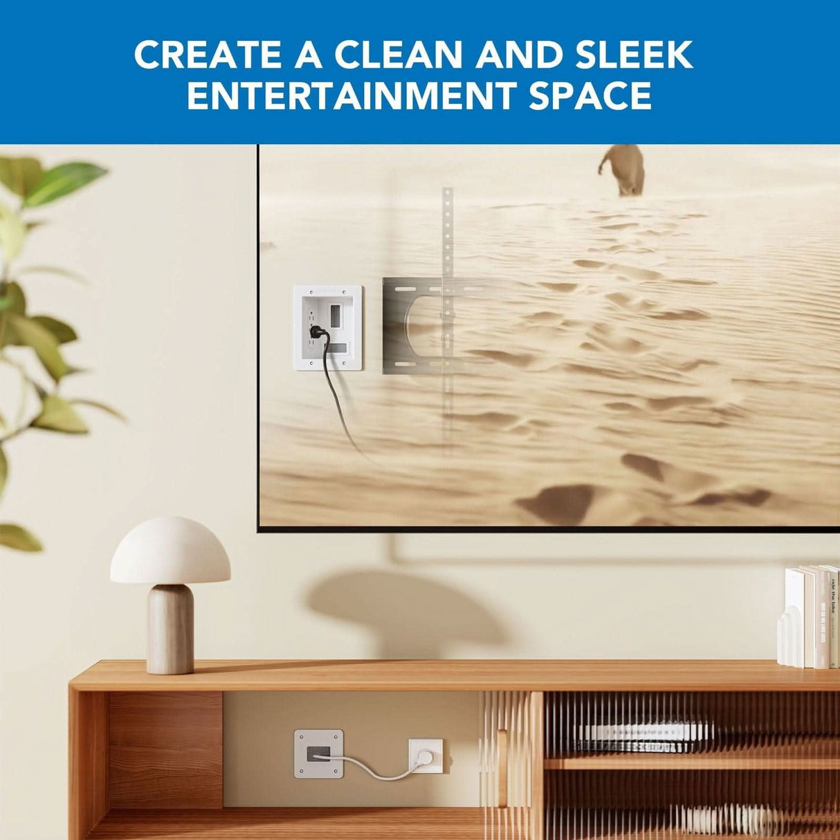 TV Accessories - In-Wall TV Cable Concealer with Recessed Power - Mount-It! - MI-7284