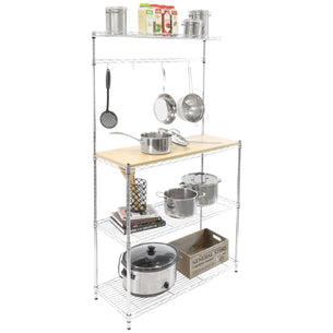 Storage - Kitchen Baker's Rack with Wood Table and Storage - Mount-It! - MI-70863 Storage - Kitchen Baker's Rack with Wood Table and Storage - Mount-It! - MI-70863