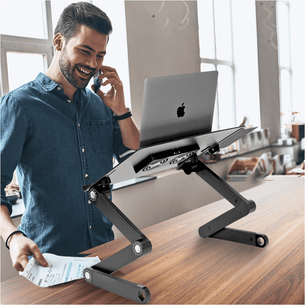 Laptop Stand - Laptop Tray w/ Cooling Fan & Mouse Pad - Mount-It! - MI-7211 Laptop Stand - Laptop Tray w/ Cooling Fan & Mouse Pad - Mount-It! - MI-7211