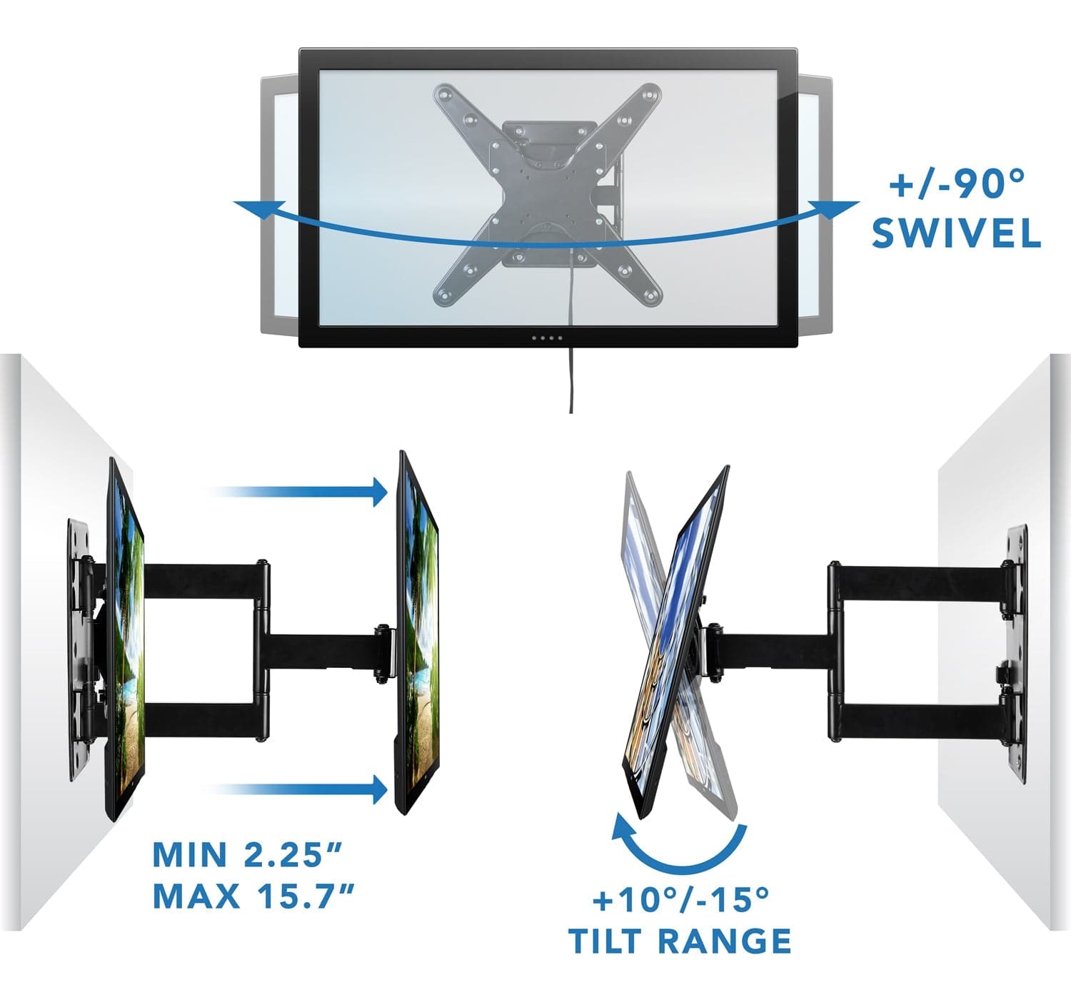 TV Mount - Locking RV and Trailer TV Wall Mount with Detachable Bracket - Mount-It! - MI-430