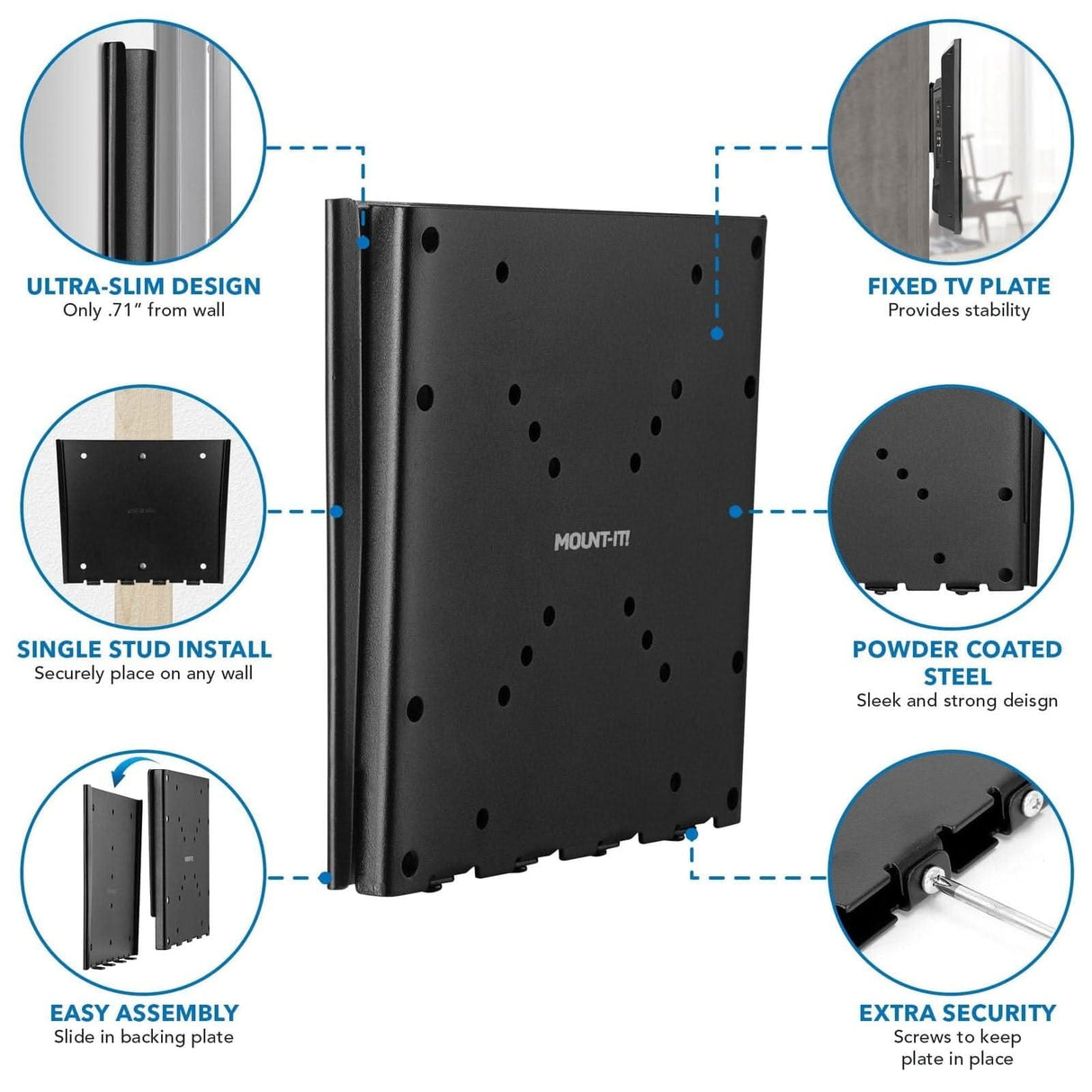 TV Mount - Low Profile Fixed TV Wall Mount - Mount-It! - MI-306