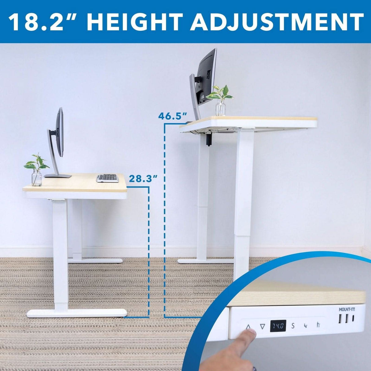 Maple Standing Desk - Compact Height Adjustable Sit-Stand Desk with Drawer - Mount-It! - MI-15004