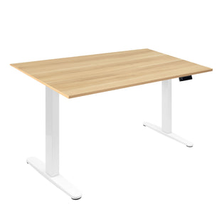 Maple Standing Desk - Electric Standing Desk with 55" Tabletop - White Base - Mount-It! - MI-18085 Maple Standing Desk - Electric Standing Desk with 55" Tabletop - White Base - Mount-It! - MI-18085