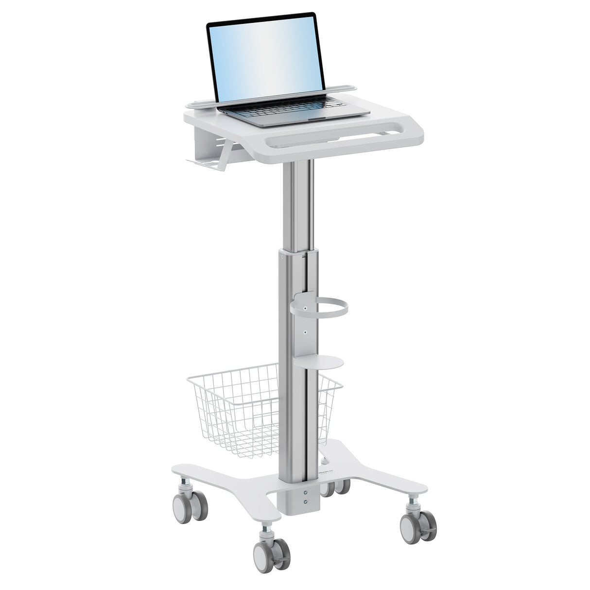 MedHub Height Adjustable Laptop Cart with Security Bar Mobile Standing Desk - MedHub Height Adjustable Laptop Cart with Security Bar - Mount-It! - MI-16030