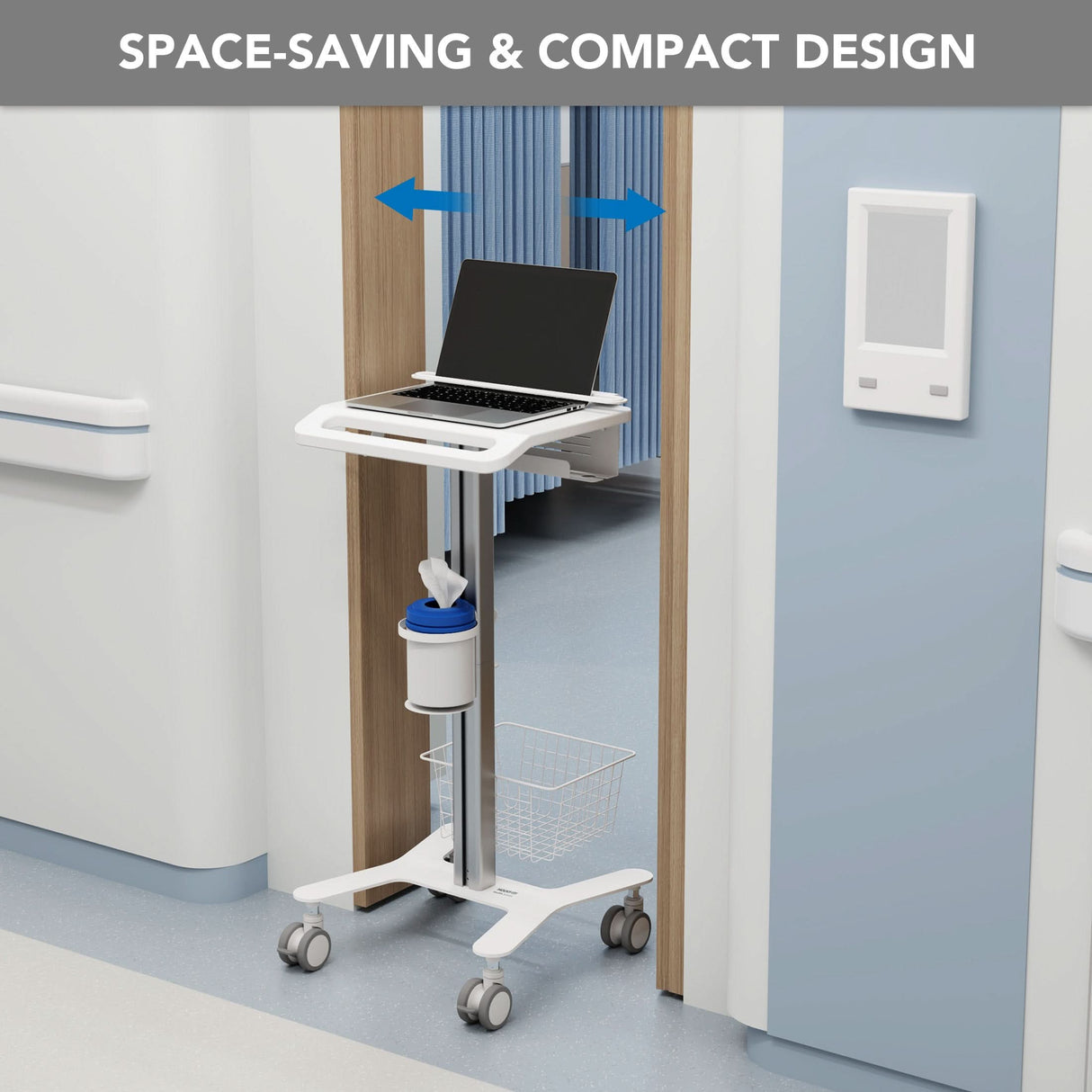 Mobile Standing Desk - MedHub Laptop Cart with Security Bar - Mount-It! - MI-16029
