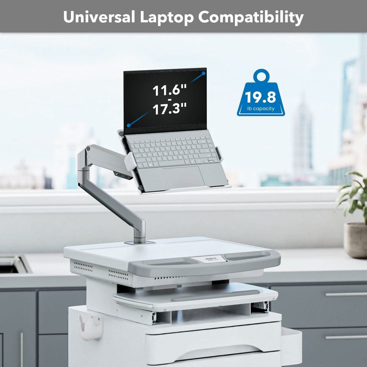 MedHub Mobile Workstation with Drawers and Laptop Arm - MedHub Mobile Workstation with Drawers and Laptop Arm - Mount-It! - MI-16027