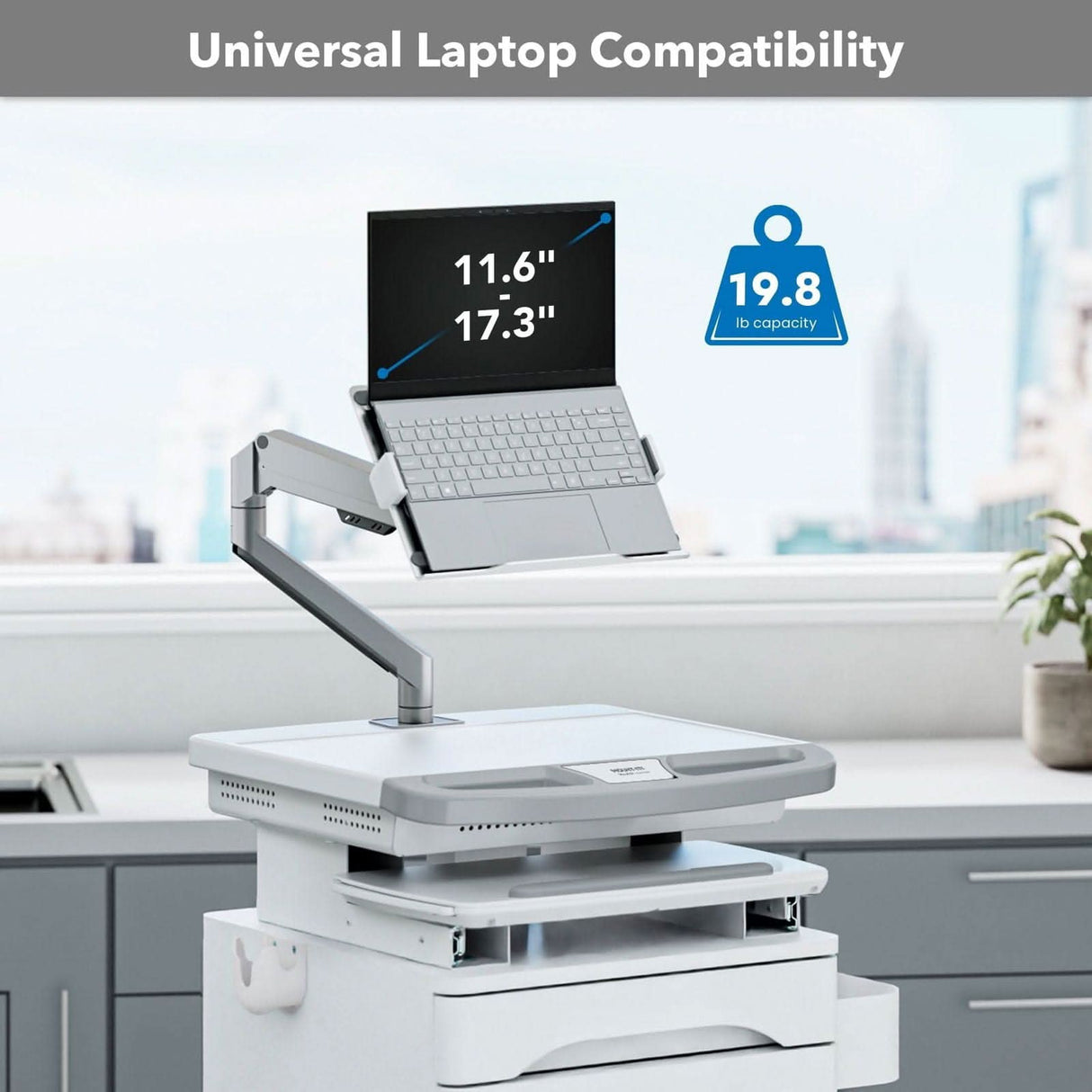 - MedHub Mobile Workstation with Drawers and Laptop Arm - Mount-It! - MI-16027