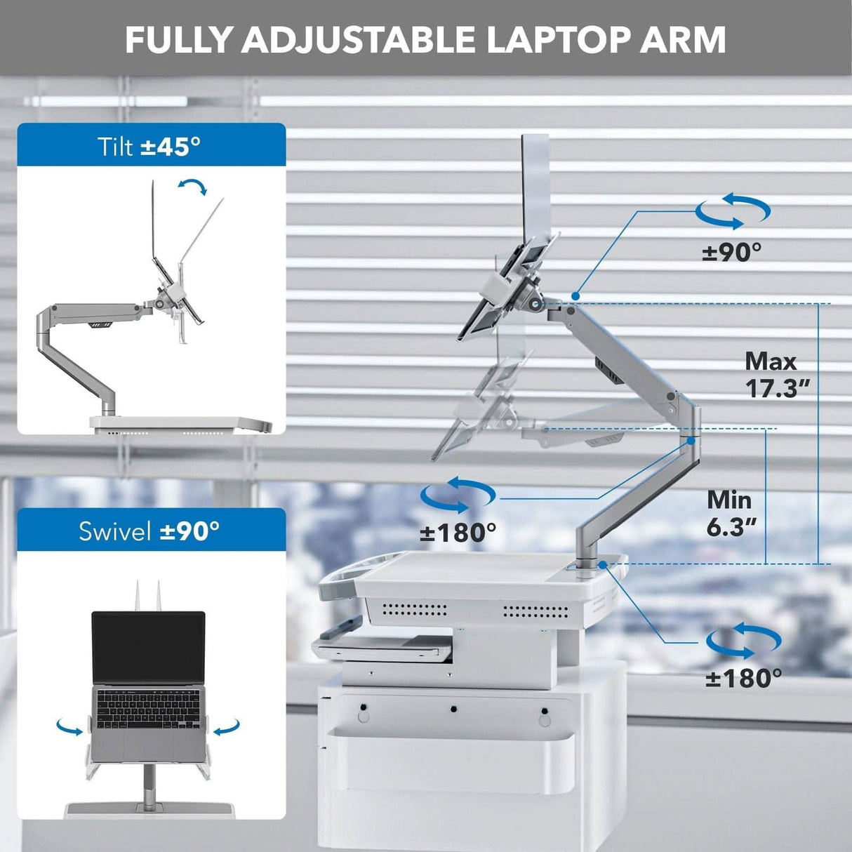 - MedHub Mobile Workstation with Drawers and Laptop Arm - Mount-It! - MI-16027