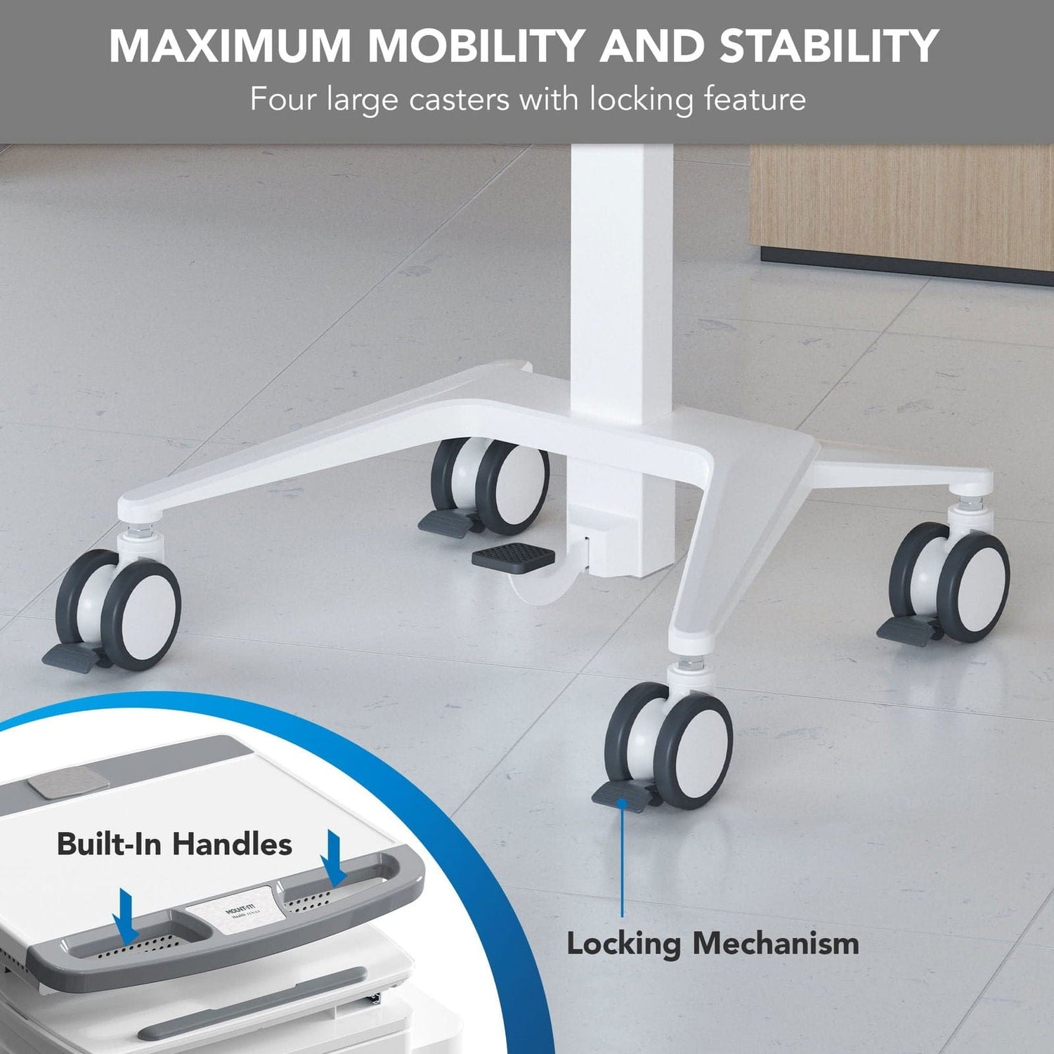 - MedHub Mobile Workstation with Drawers and Monitor Arm - Mount-It! - MI-16026