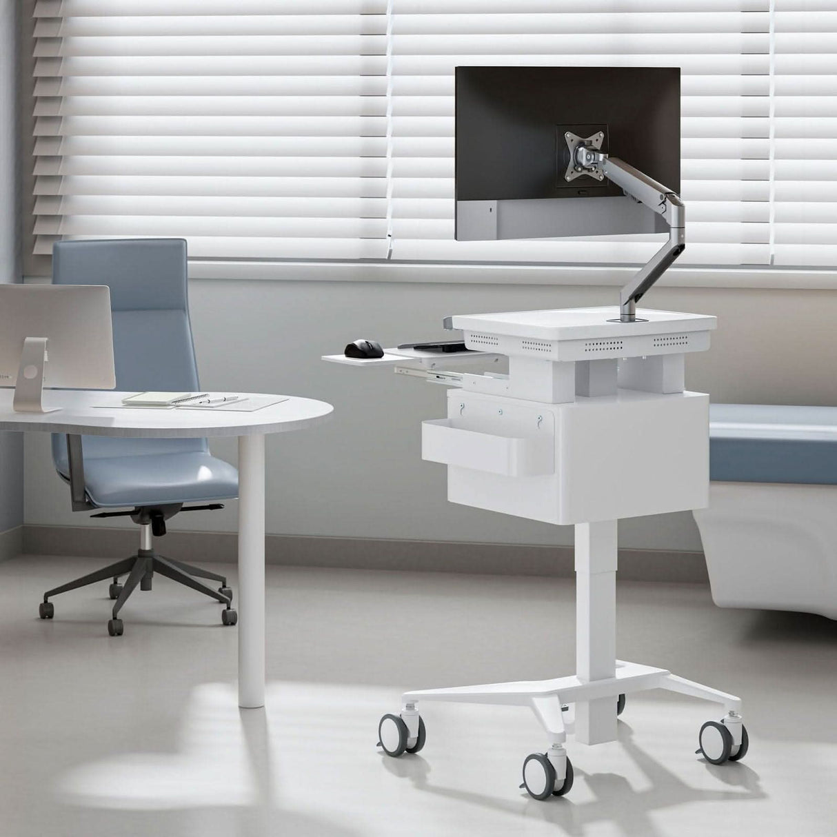 - MedHub Mobile Workstation with Drawers and Monitor Arm - Mount-It! - MI-16026