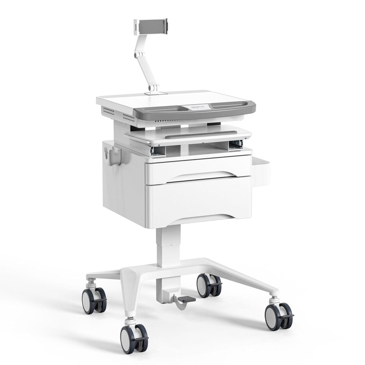 MedHub Mobile Workstation with Drawers and Tablet Arm - MedHub Mobile Workstation with Drawers and Tablet Arm - Mount-It! - MI-16028